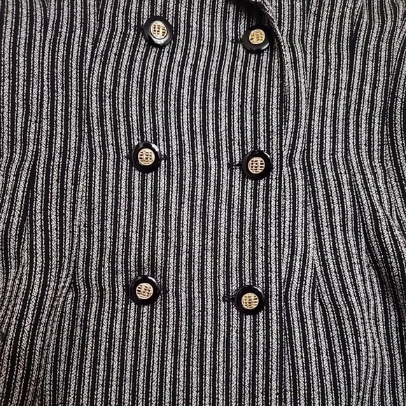 Vintage Button Black Blazer Jacket Rayon Poly Blend Retro La Belle Rockabilly - Picture 3 of 9